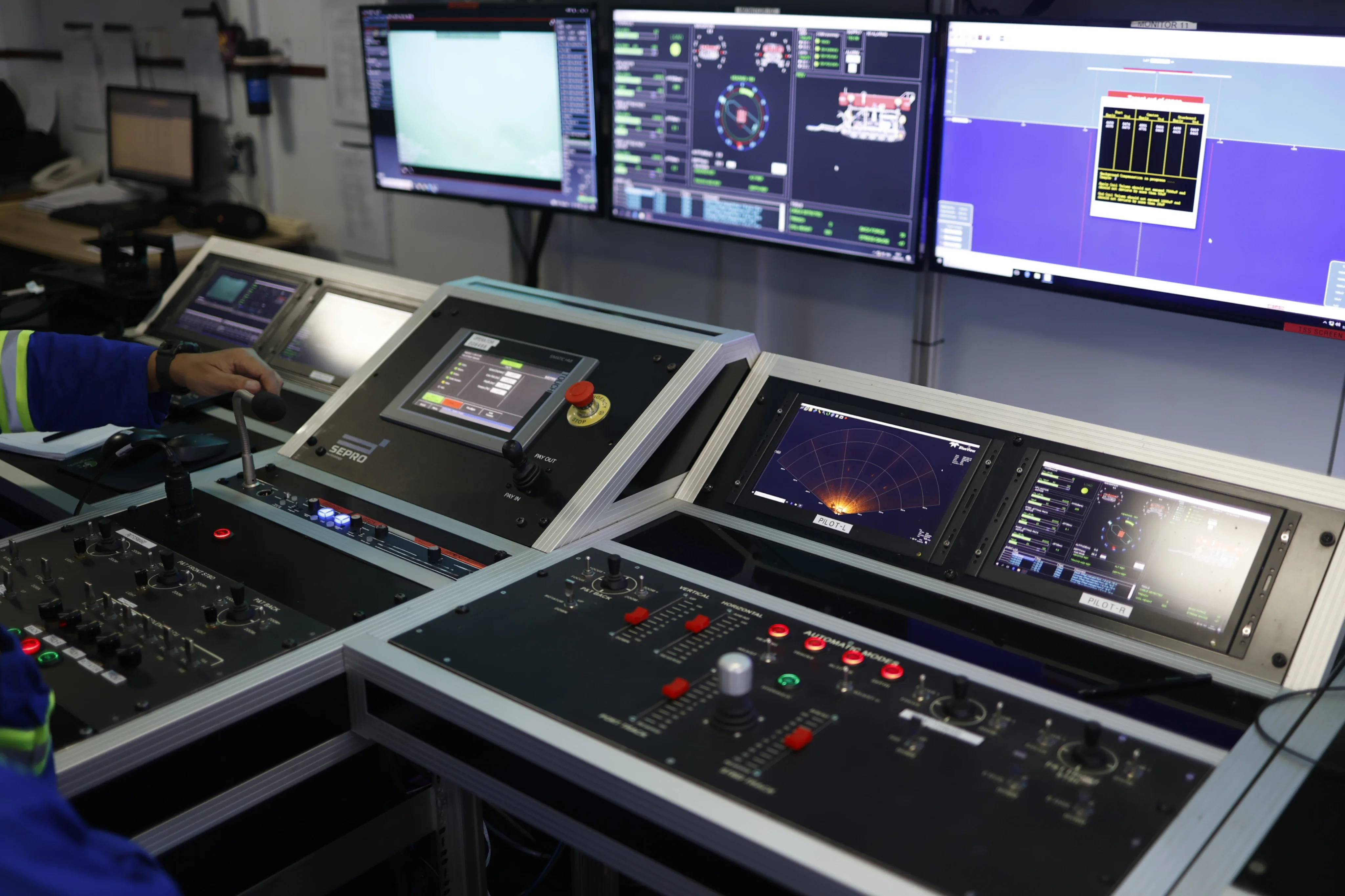 Industrial control panel showing technical operations